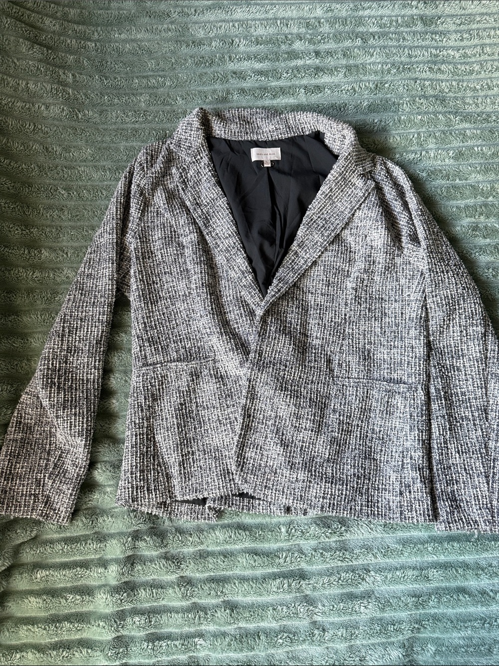 Skies Are Blue Gray Textured Open-Front Blazer